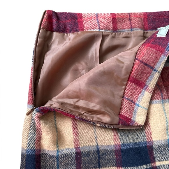 NWT RIHOAS Red Plaid Zipper Fly Tweed Flannel A-Line Mini Skirt - Picture 7 of 11